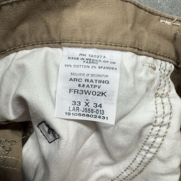 Wrangler Advanced Comfort Jeans Men’s 33x34 Tan Cotton Fire Resistance Carpenter - Picture 10 of 12